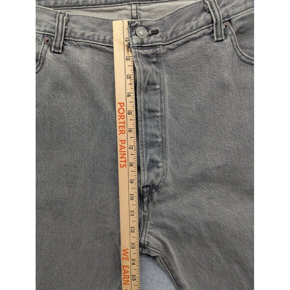 Levis 501 Jeans Mens 42x30 Gray Denim Button Fly Straight Original Fit Red Tab - Picture 5 of 14